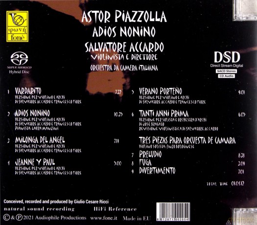 Salvatore Accardo: Astor Piazzolla Adios Nonino [CD]