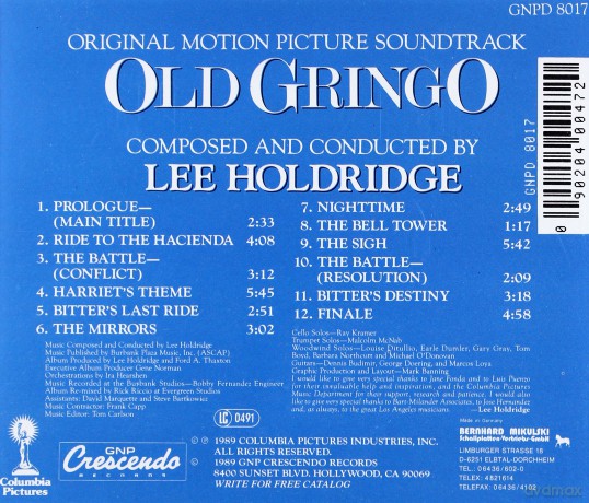 Old Gringo soundtrack (Stary Gringo) (Lee Holdridge) [CD]