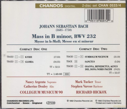 J.S. Bach: Bach: Mass in B Minor, Bwv 232 [2CD]