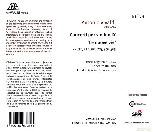 Antonio Vivaldi: Concerti Per Violino Ix - Le Nuove Vie [CD]