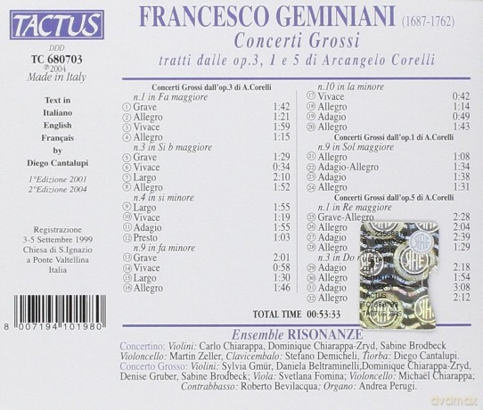 F. Geminiani: Francesco Geminiani: Concerto [CD]