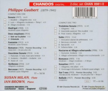 Susan Milan: Gaubert: Works for Flute and Piano [2CD]