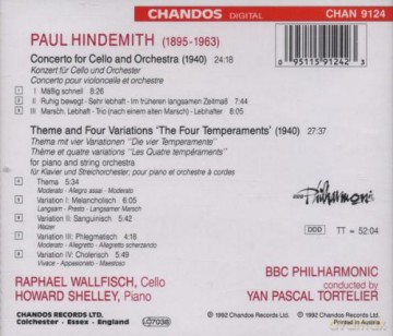 P. Hindemith: Hindemith: Cello Concerto; the Four Temperaments [CD]