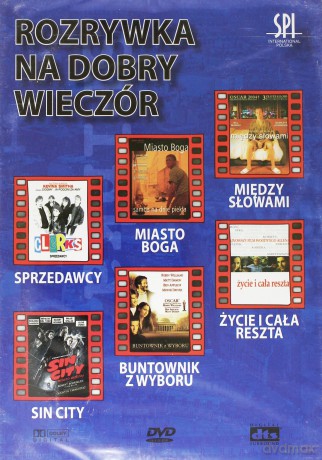 Rozrywka na dobry wieczór: Clerks - Sprzedawcy | Miasto Boga | Między słowami | Sin City | Buntownik z wyboru | Życie i cała reszta [BOX] [6DVD]