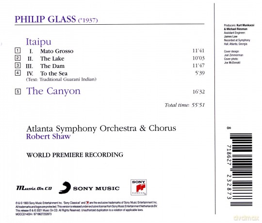 Philip Glass: Itaipu: The Canyon [CD]
