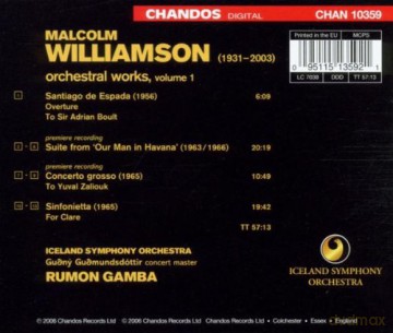 Malcolm Williamson: Malcolm Williamson: Orchestral Works, Vol. 1 [CD]