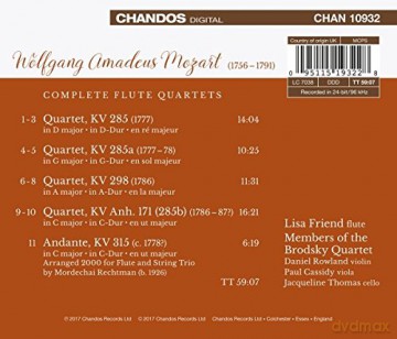 Lisa Friend: Mozart:Flute Quartets [CD]