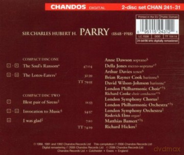 Parry: Invocation to Music; the Soul's Ransom; Etc. [2CD]