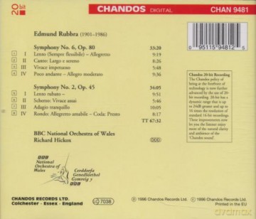 Richard Hickox: Rubbra: Symphony No. 2; Symphony No. 6 [CD]