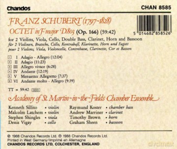 Schubert: Octet in F Major, D. 803 [CD]