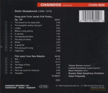 D. Shostakovich: Shostakovich: New Babylon Film Music/song-Cycle From Jewish Folk Poetry [CD]