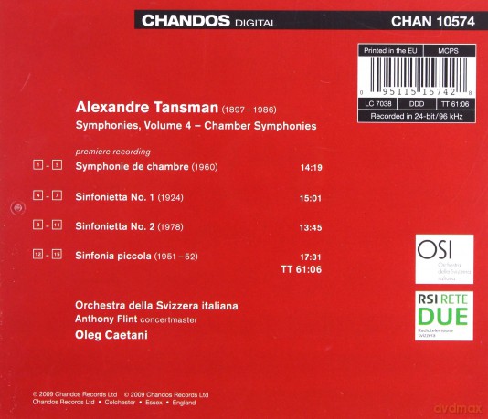 A. Tansman: Tansman: Symphony Chamber Works 4 [CD]