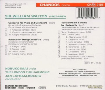 Walton: Walton: Viola Concerto, Sonata for String Orchestra; Hindemith Variations [CD]