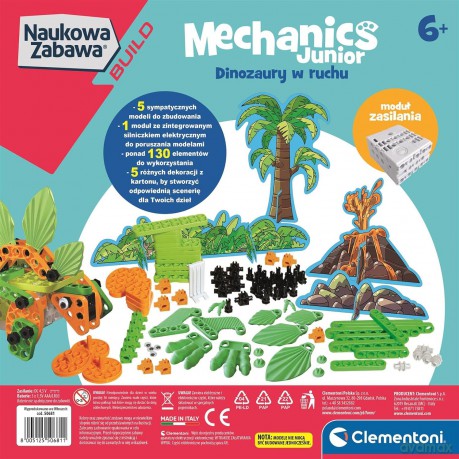 CLEMENTONI Mechanika junior dinozaury 50681 [PUZZLE]