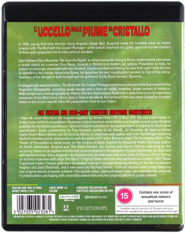 The Bird with the Crystal Plumage (Ptak o kryształowym upierzeniu) (Limited) [Blu-Ray 4K]+[Blu-Ray]