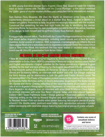 The Bird with the Crystal Plumage (Ptak o kryształowym upierzeniu) (Limited) [Blu-Ray 4K]+[Blu-Ray]