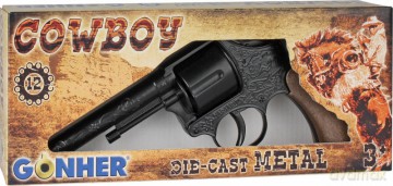 Rewolwer kowbojski metalowy 12 naboi Gonher