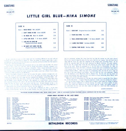 Nina Simone: Little Girl Blue (2021 - Stereo Remaster) (Clear Blue) [Winyl]