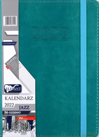 Kalendarz 2022 B6 Dzienny Jazz turkusowy [KALENDARZ]