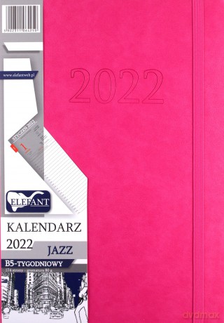 Kalendarz 2022 B5 Tygodniowy Jazz różowy [KALENDARZ]