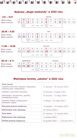 Kalendarz 2022 biurkowy stojący, trójdzielny [KALENDARZ]