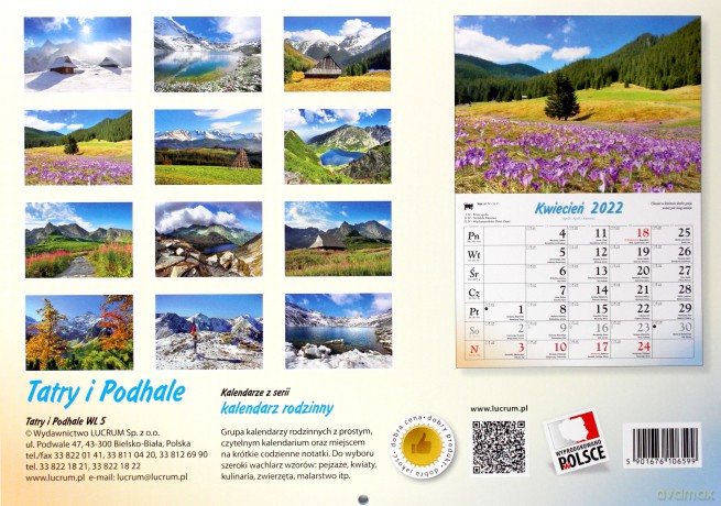Kalendarz 2022 Rodzinny Tatry i Podhale WL5 [KALENDARZ]