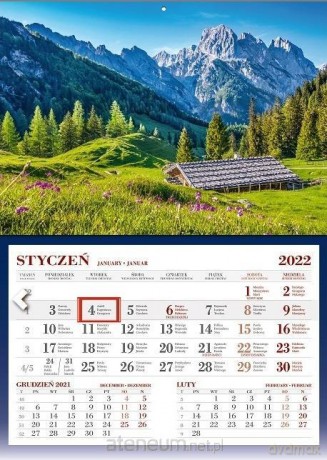 Kalendarz 2022 Ścienny Jednodzieny Alpy [KALENDARZ]