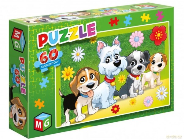 Puzzle 60 Pieski kwiatki [PUZZLE]