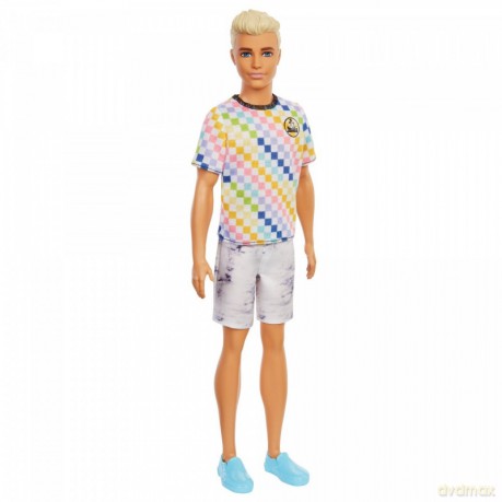 Lalka Barbie Fashionistas - Ken T-shirt kolorowa kratka