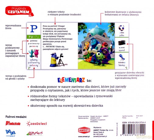 Disney uczy mix Przygoda z czytaniem elementarz PCE-9301 [KSIĄŻKA]