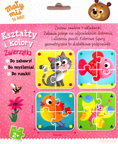 Kształty i kolory. Zwierzątka. Układanka + książeczka. Mały miś to lubi! [KSIĄŻKA]