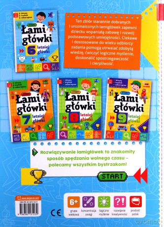 Łamigłówki 6-letniej główki. Labirynty, krzyżówki, zadania logiczne [KSIĄŻKA]