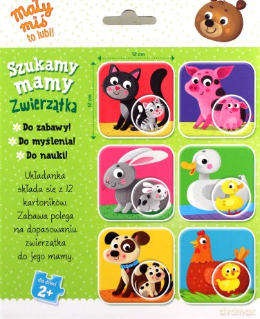 Szukamy mamy. Zwierzątka. Mały miś to lubi! Układanka + książeczka [KSIĄŻKA]