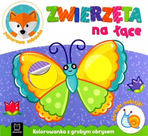 Zwierzęta na łące. Kolorowanka z grubym obrysem, okrągłe naklejki, papierowa zabawka [KSIĄŻKA]