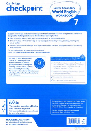 Cambridge Checkpoint Lower Secondary World English Workbook 7: For English as a Second Language - Monica Menon [KSIĄŻKA]