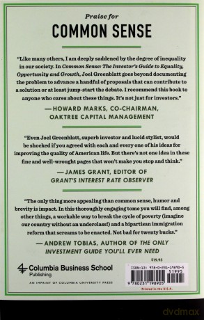 Common Sense: The Investor's Guide to Equality, Opportunity, and Growth - Joel Greenblatt [KSIĄŻKA]