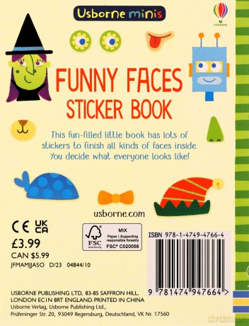 Funny Faces Sticker Book (Usborne Minis) - Sam Smith [KSIĄŻKA]