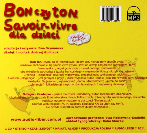 Bon Czy Ton Savoir-Vivre Dla Dzieci (twarda) - Grzegorz Kasdepke [AUDIOBOOK] [CD-MP3]