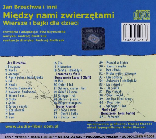 Między Nami Zwierzętami Wiersze I Bajki Dla Dzieci - Jan Brzechwa I Inni [AUDIOBOOK] [CD]