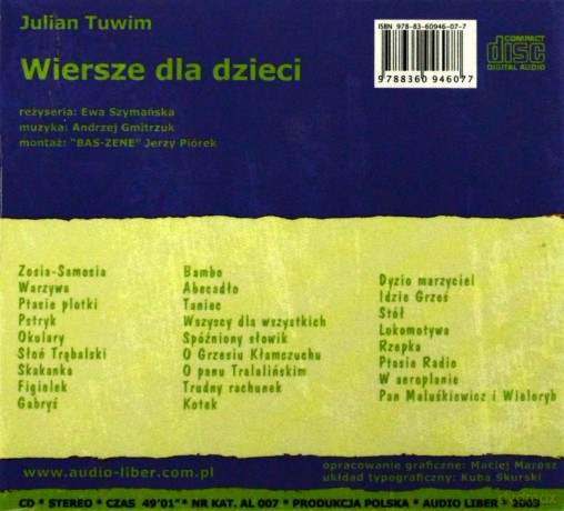 Wiersze Dla Dzieci - Julian Tuwim (digipack) [AUDIOBOOK] [CD]