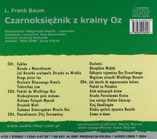 Czarnoksiężnik Z Krainy Oz - Frank Baum [AUDIOBOOK] [CD]