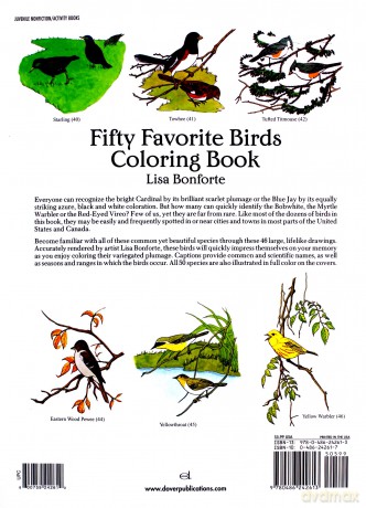 Fifty Favourite Birds Colouring Book: Coloring Book Dover Nature Coloring Book - Lisa Bonforte [KSIĄŻKA]
