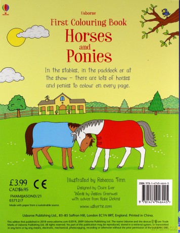 First Colouring Book Horses and Ponies First Colouring Books - Jessica Greenwell [KSIĄŻKA]