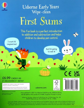 First Sums Early Years Wipe-Clean Usborne Early Years Wipe-clean, 5 - Jessica Greenwell [KSIĄŻKA]