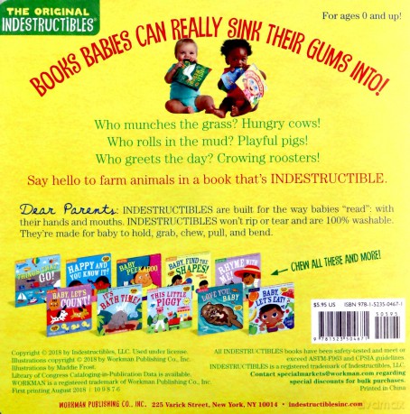 Indestructibles: Hello, Farm!: Chew Proof E Rip Proof E Nontoxic E 100% Washable Book for Babies, Newborn Books, Safe to Chew - Amy Pixton [KSIĄŻKA]