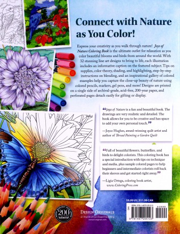 Joys of Nature Coloring Book: Beautiful Birds, Butterflies, and Blooms Design Originals 32 Calming Designs to Express Your Creativity, Seek Mindfulness, Reduce Stress, and Find Peace in the Outdoors - Veronica Hue [KSIĄŻKA]