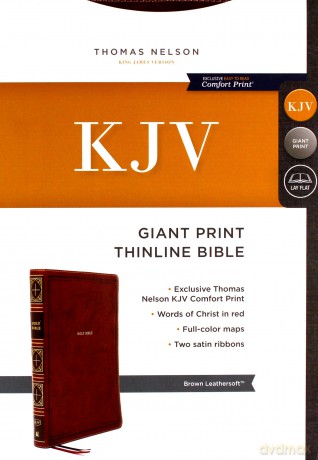 KJV, Thinline Bible, Giant Print, Leathersoft, Brown, Red Letter, Comfort Print: Holy Bible, King James Version - Thomas Nelson [KSIĄŻKA]