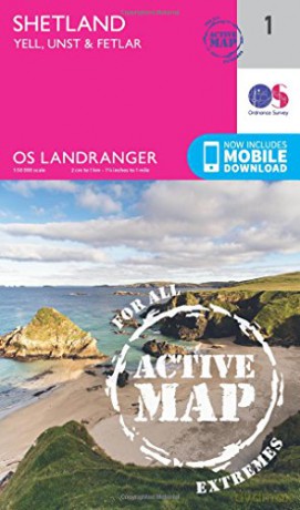 Landranger Active 1 Shetland Yell, Unst and Fetlar OS Landranger Map - Ordnance Survey [KSIĄŻKA]