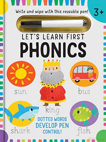 Let's Learn: First Phonics: Early Reading Skills, Letter Writing Workbook, Pen Control, Write and Wipe - Insight Kids [KSIĄŻKA]