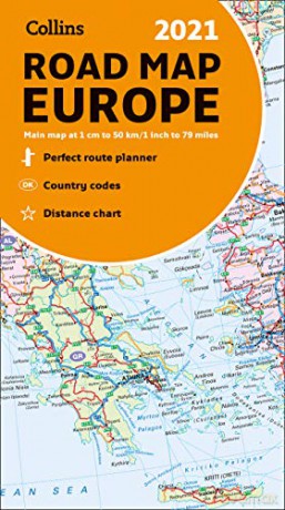 Map of Europe 2021: Folded road map Collins Road Atlas - Collins Maps [KSIĄŻKA]